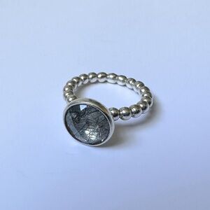 RETIRED Pandora Dark Enchantment Black Rutilite Ring Size 51 or 5.5